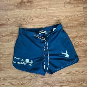 Playboy  blue and white swim trunks  small - perfect for summer - beach time